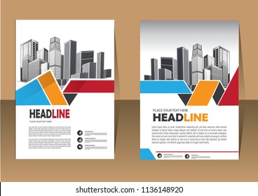 Business abstract vector template. Brochure design, cover modern layout, annual report, poster, flyer in A4 with colorful triangles, geometric shapes for tech, science, market with light background