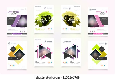 Business abstract vector template. Brochure design, cover modern layout, annual report, poster, flyer in A4 with colourful triangles, geometric shapes for tech, science, market with light background.
