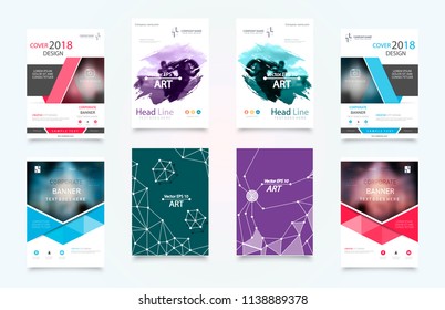 Business abstract vector template. Brochure design, cover modern layout, annual report, poster, flyer in A4 with colourful triangles, geometric shapes for tech, science, market with light background.