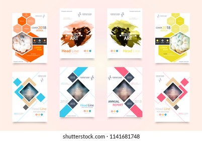 Business abstract vector template. Brochure design, cover modern layout, annual report, poster, flyer in A4 with colourful triangles, geometric shapes for tech, science, market with light background.