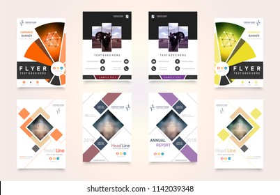 Business abstract vector template. Brochure design, cover modern layout, annual report, poster, flyer in A4 with colourful triangles, geometric shapes for tech, science, market with light background.
