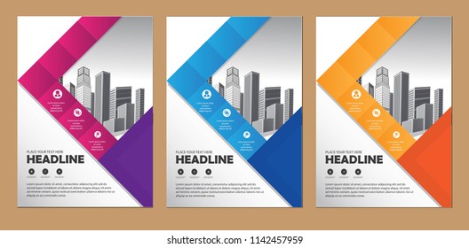 Business abstract vector template. Brochure design, cover modern layout, annual report, poster, flyer in A4 with colorful triangles, geometric shapes for tech, science, market with light background
