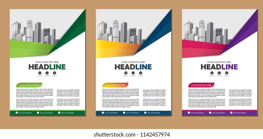 Business abstract vector template. Brochure design, cover modern layout, annual report, poster, flyer in A4 with colorful triangles, geometric shapes for tech, science, market with light background