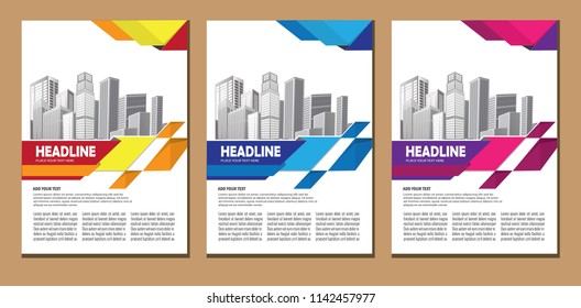Business abstract vector template. Brochure design, cover modern layout, annual report, poster, flyer in A4 with colorful triangles, geometric shapes for tech, science, market with light background