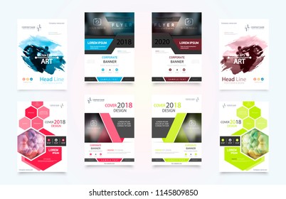 Business abstract vector template. Brochure design, cover modern layout, annual report, poster, flyer in A4 with colourful triangles, geometric shapes for tech, science, market with light background.