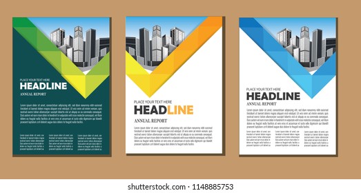 Business abstract vector template. Brochure design, cover modern layout, annual report, poster, flyer in A4 with colorful triangles, geometric shapes for tech, science, market with light background
