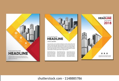 Business abstract vector template. Brochure design, cover modern layout, annual report, poster, flyer in A4 with colorful triangles, geometric shapes for tech, science, market with light background