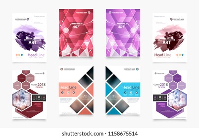 Business abstract vector template. Brochure design, cover modern layout, annual report, poster, flyer in A4 with colourful triangles, geometric shapes for tech, science, market with light background.