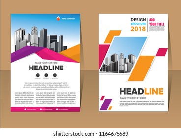 Business abstract vector template. Brochure design, cover modern layout, annual report, poster, flyer in A4 with colorful triangles, geometric shapes for tech, science, market with light background
