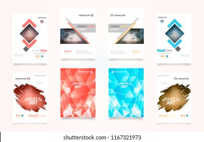 Business abstract vector template. Brochure design, cover modern layout, annual report, poster, flyer in A4 with colourful triangles, geometric shapes for tech, science, market with light background.