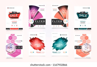 Business abstract vector template. Brochure design, cover modern layout, annual report, poster, flyer in A4 with colourful triangles, geometric shapes for tech, science, market with light background.