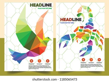 Business abstract vector template Brochure design cover modern layout annual report
poster flyer in A4 with colorful triangles geometric shapes for tech science market with light background
