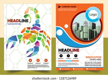 Business abstract vector template Brochure design cover modern layout annual report
poster flyer in A4 with colorful triangles geometric shapes for tech science market with light background

