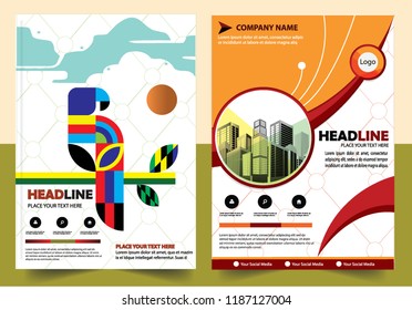 Business abstract vector template Brochure design cover modern layout annual report
poster flyer in A4 with colorful triangles geometric shapes for tech science market with light background

