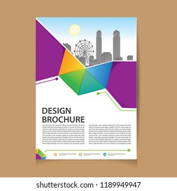 Business abstract vector template. Brochure design, cover modern layout, annual report, poster, flyer in A4 with colorful triangles, geometric shapes for tech, science, market with light background
