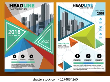 Business abstract vector template Brochure design cover modern layout annual report
poster flyer in A4 with colorful triangles geometric shapes for tech science market with light background
