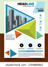 Business abstract vector template Brochure design cover modern layout annual report
poster flyer in A4 with colorful triangles geometric shapes for tech science market with light background