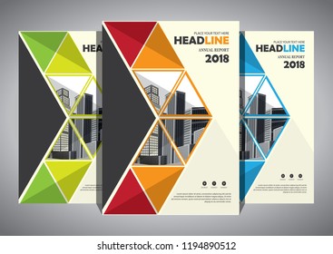 Business abstract vector template. Brochure design, cover modern layout, annual report, poster, flyer in A4 with colorful triangles, geometric shapes for tech, science, market with light background
