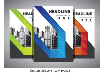 Business abstract vector template. Brochure design, cover modern layout, annual report, poster, flyer in A4 with colorful triangles, geometric shapes for tech, science, market with light background