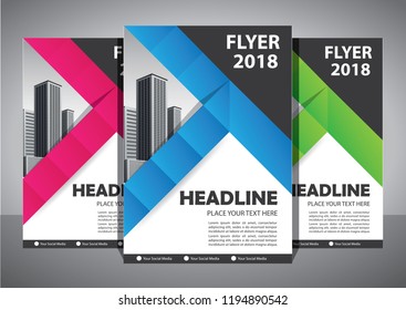 Business abstract vector template. Brochure design, cover modern layout, annual report, poster, flyer in A4 with colorful triangles, geometric shapes for tech, science, market with light background