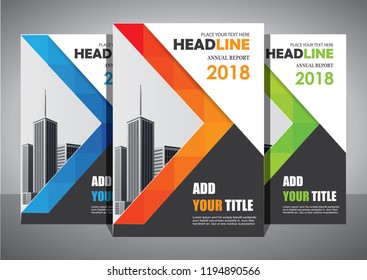 Business abstract vector template. Brochure design, cover modern layout, annual report, poster, flyer in A4 with colorful triangles, geometric shapes for tech, science, market with light background