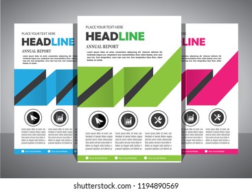 Business abstract vector template. Brochure design, cover modern layout, annual report, poster, flyer in A4 with colorful triangles, geometric shapes for tech, science, market with light background