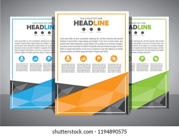 Business abstract vector template. Brochure design, cover modern layout, annual report, poster, flyer in A4 with colorful triangles, geometric shapes for tech, science, market with light background