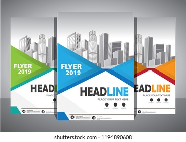 Business abstract vector template. Brochure design, cover modern layout, annual report, poster, flyer in A4 with colorful triangles, geometric shapes for tech, science, market with light background