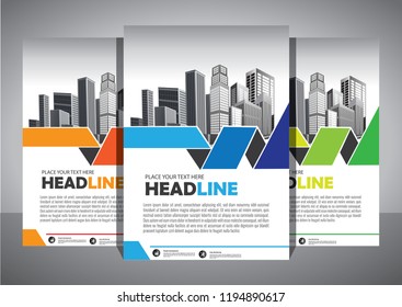 Business abstract vector template. Brochure design, cover modern layout, annual report, poster, flyer in A4 with colorful triangles, geometric shapes for tech, science, market with light background