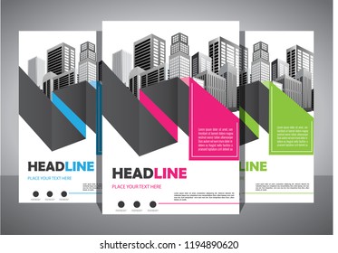 Business abstract vector template. Brochure design, cover modern layout, annual report, poster, flyer in A4 with colorful triangles, geometric shapes for tech, science, market with light background