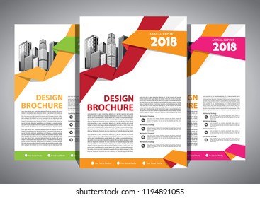 Business abstract vector template. Brochure design, cover modern layout, annual report, poster, flyer in A4 with colorful triangles, geometric shapes for tech, science, market with light background