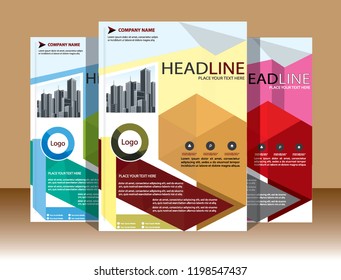 Business abstract vector template Brochure design cover modern layout annual report
poster flyer in A4 with colorful triangles geometric shapes for tech science market with light background