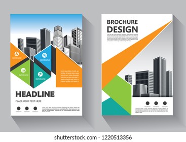 Business abstract vector template. Brochure design, cover modern layout, annual report, poster, flyer in A4 with colorful triangles, geometric shapes for tech, science, market with light background