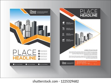 Business abstract vector template. Brochure design, cover modern layout, annual report, poster, flyer in A4 with colorful triangles, geometric shapes for tech, science, market with light background
