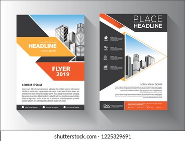 Business abstract vector template. Brochure design, cover modern layout, annual report, poster, flyer in A4 with colorful triangles, geometric shapes for tech, science, market with light background