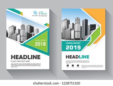 Business abstract vector template. Brochure design, cover modern layout, annual report, poster, flyer in A4 with colorful triangles, geometric shapes for tech, science, market with light background