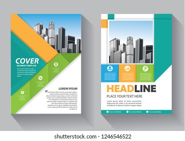 Business abstract vector template. Brochure design, cover modern layout, annual report, poster, flyer in A4 with colorful triangles, geometric shapes for tech, science, market with light background