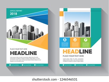 Business abstract vector template. Brochure design, cover modern layout, annual report, poster, flyer in A4 with colorful triangles, geometric shapes for tech, science, market with light background