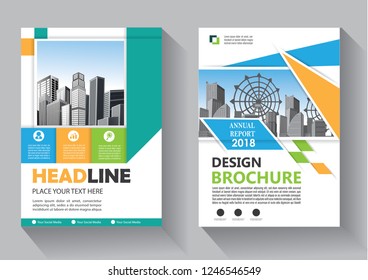 Business abstract vector template. Brochure design, cover modern layout, annual report, poster, flyer in A4 with colorful triangles, geometric shapes for tech, science, market with light background