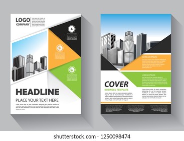 Business abstract vector template. Brochure design, cover modern layout, annual report, poster, flyer in A4 with colorful triangles, geometric shapes for tech, science, market with light background