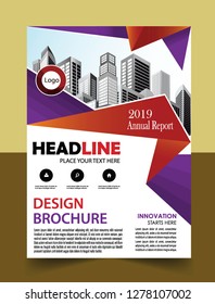 Business abstract vector template Brochure design cover modern layout annual report
poster flyer in A4 with colorful triangles geometric shapes for tech science market with light background