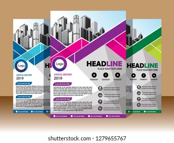 Business abstract vector template Brochure design cover modern layout annual report
poster flyer in A4 with colorful triangles geometric shapes for tech science market with light background