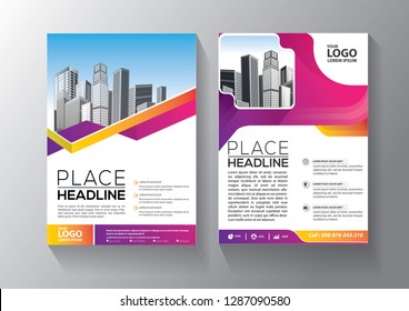 Business abstract vector template. Brochure design, cover modern layout, annual report, poster, flyer in A4 with colorful triangles, geometric shapes for tech, science, market with light background