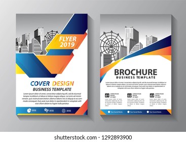 Business abstract vector template. Brochure design, cover modern layout, annual report, poster, flyer in A4 with colorful triangles, geometric shapes for tech, science, market with light background