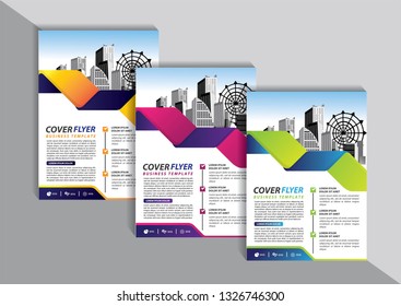 Business abstract vector template. Brochure design, cover modern layout, annual report, poster, flyer in A4 with colorful triangles, geometric shapes for tech, science, market with light background