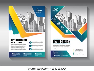 Business abstract vector template. Brochure design, cover modern layout, annual report, poster, flyer in A4 with colorful triangles, geometric shapes for tech, science, market with light background