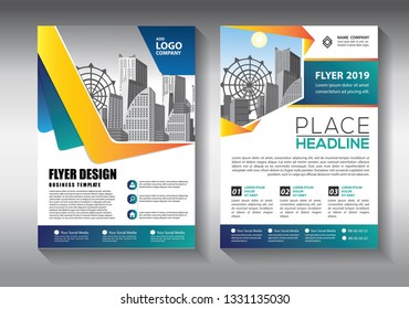 Business abstract vector template. Brochure design, cover modern layout, annual report, poster, flyer in A4 with colorful triangles, geometric shapes for tech, science, market with light background