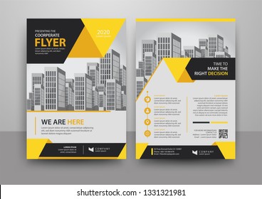 Business abstract vector template for Brochure, AnnualReport, Magazine, Poster, Corporate Presentation, Portfolio, Flyer, Market, infographic with yellow and black color size A4, Front and back.