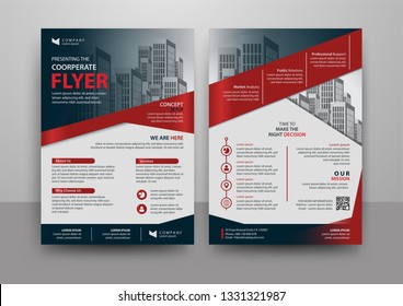 Business abstract vector template for Brochure, AnnualReport, Magazine, Poster, Corporate Presentation, Portfolio, Flyer, Market, infographic with red and black color size A4, Front and back.