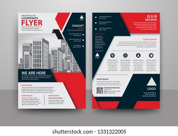 Business abstract vector template for Brochure, AnnualReport, Magazine, Poster, Corporate Presentation, Portfolio, Flyer, Market, infographic with red and black color size A4, Front and back.